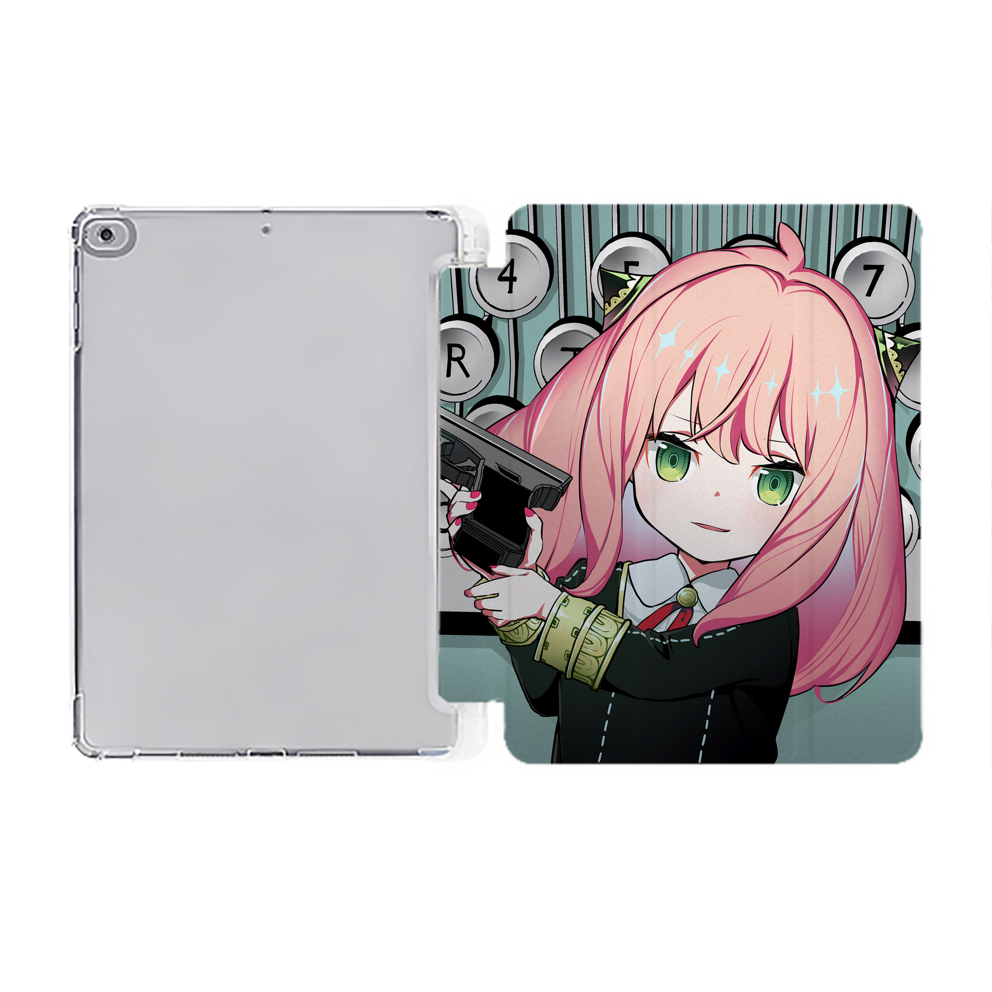 （画像用） SPY×FAMILY间谍家家酒 IPad ケース ペン収納付き 三つ折りスタンド PUレザー×シリコン 対応機種9.5/10.5/10.9インチ